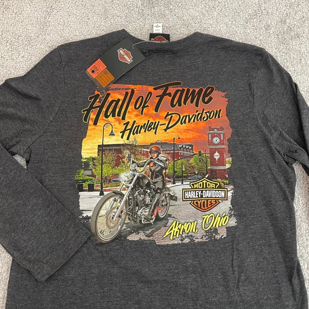 Harley Davidson T Shirt Womens Medium Biker Ohio Hall of Fame Long Sleeve NWT